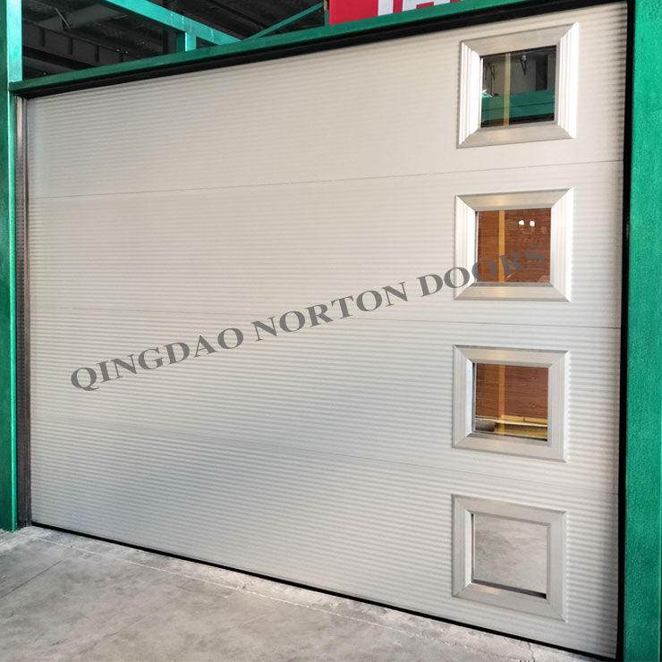 Puerta automática de garaje con vidrio templado de aleación de aluminio